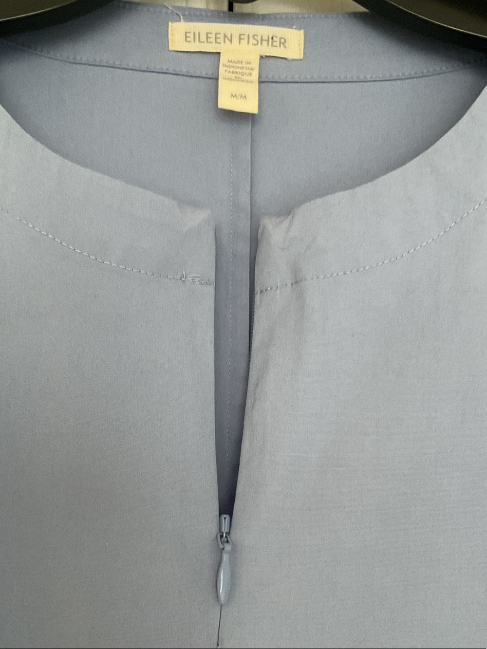 Eileen Fisher Organic Cotton Periwinkle Blue Split-Neck Shift Dress M